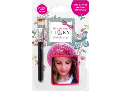 LUKKY Třpytivý gel dětský tělový Růžový set se štětcem na kartě