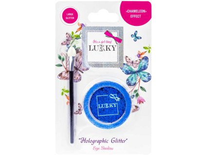 LUKKY Oční stíny gelové dětské s holgrafickými třpytkami a štětcem Modré