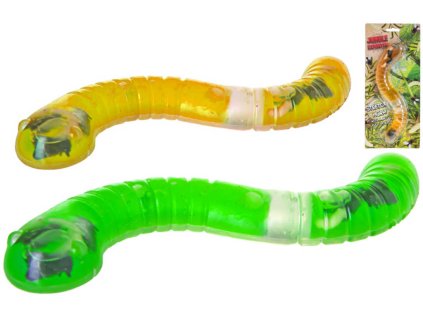 Zvířátko had gelový 25cm s larvami a hmyzem 2 barvy na kartě