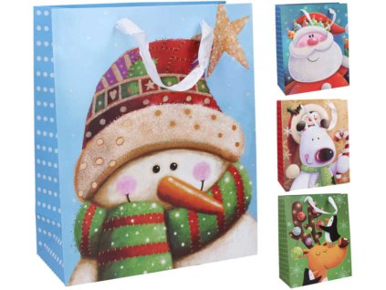 Taška dětská dárková Vánoce vel. L 30x40cm 4 druhy karton