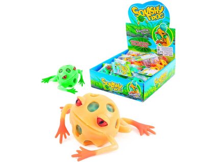 Žába míček antistresový 5,5cm měkký mačkací s kuličkami 2 barvy