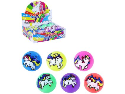 Míček skákací jednorožec skákačák balonek na baterie různé druhy Světlo