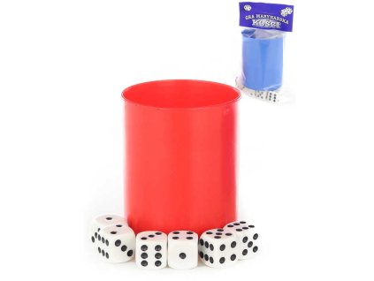 Hra Kostky hrací set 6ks s kalíškem 2 barvy plast v krabici