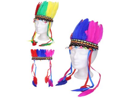 KARNEVAL Indián barevná čelenka 5 barev *KARNEVALOVÝ DOPLNĚK*
