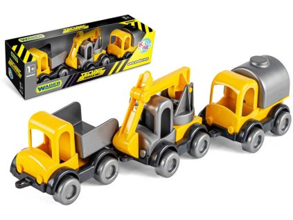 WADER Kid Cars auto baby stavební 10cm set 3ks v krabici plast