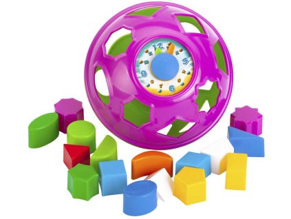 PL Vkládačka baby UFO s hodinami 17cm 16 tvarů plast v sáčku