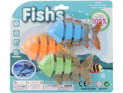 Rybičky kostry set 3ks na potápění do vody plast na kartě