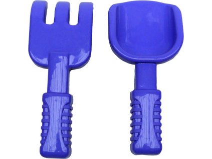 PL Set lopatička + hrabičky 15cm plastové na písek 3 barvy v síťce