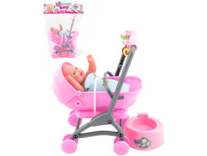 Panenka kloubová miminko set s kočárkem a nočníkem v sáčku plast