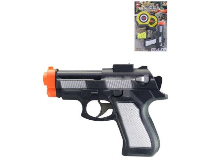 Pistole dětská kuličkovka 15cm set se 2 terči a náboji plast na kartě