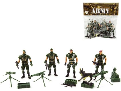 Vojáci army herní set 4 figurky vojenské se zbraněmi a doplňky CZ design plast
