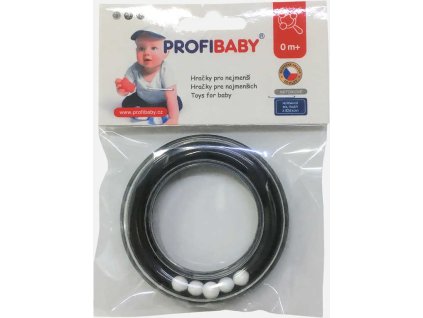 PROFIBABY Baby kroužek chrastítko s kuličkami černobílé pro miminko