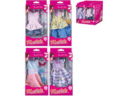 Šaty s fashion doplňky letní obleček pro panenku 29cm různé druhy v krabici