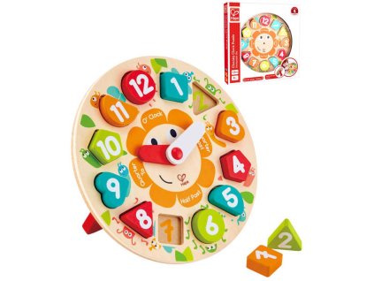 HAPE DŘEVO Puzzle vkládací hodiny 13 dílků 25cm *DŘEVĚNÉ HRAČKY*