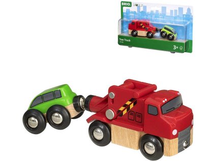BRIO DŘEVO Odtahová služba herní set kamion + osobní vozidlo 33528