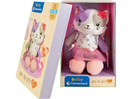 CLEMENTONI PLYŠ Baby můj první kočička 28cm v dárkové krabici pro miminko
