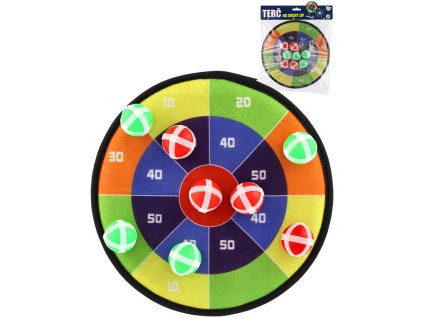 Terč závěsný na suchý zip 27cm set s 8 soft míčky oboustranný v sáčku