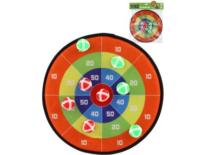 Terč závěsný na suchý zip 34cm set s 8 soft míčky oboustranný v sáčku