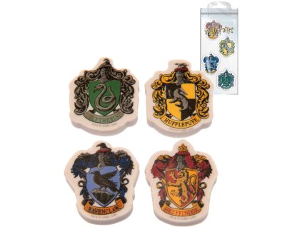 Mazaci guma tvarovaná erb kolejí Harry Potter set 4ks blister