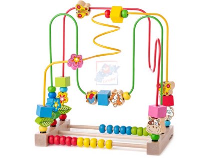 WOODY DŘEVO Baby labyrint motorický počítadlo pro miminko *DŘEVĚNÉ HRAČKY*