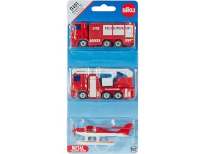 SIKU Hasičský set auto s cisternou a hydroplánem modely kovové 0401