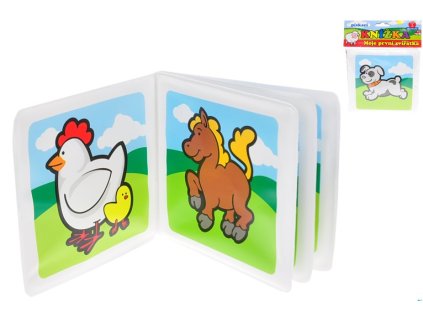 Knížečka baby pískací měkká 13x13cm zvířátka pro miminko plast