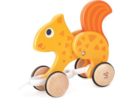 HAPE DŘEVO Veverka baby tahací na kolečkách *DŘEVĚNÉ HRAČKY*