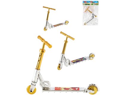 Koloběžka mini prstová triková 10cm 3 druhy plastová v sáčku