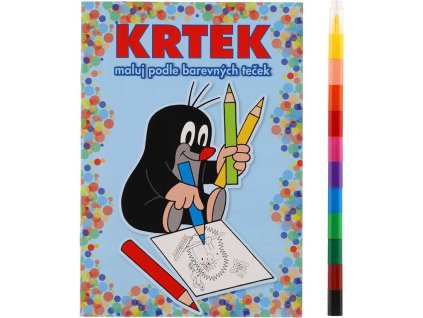 AKIM Maluj podle barevných teček Krtek (Krteček) omalovánky s voskovkami