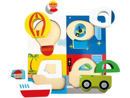 BINO DŘEVO Puzzle vkládací doprava 13 dílků 3D *DŘEVĚNÉ HRAČKY*