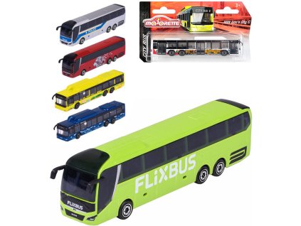 MAJORETTE Autobus MAN City kovový volný chod 2 druhy 3 barvy