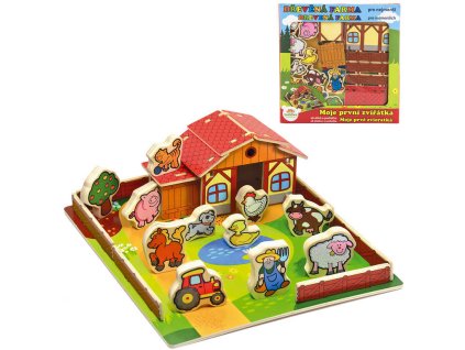 DŘEVO Stavebnice domeček farma se zvířátky *DŘEVĚNÉ HRAČKY*