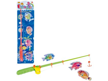 Hra magnetická malý rybář set prut + 4 rybky dětský rybolov plast