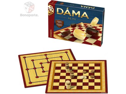 BONAPARTE DŘEVO Hra Dáma + Mlýn 2v1 *SPOLEČENSKÉ HRY*