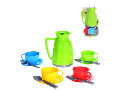 Čajový dětský servis plastové barevné nádobíčko set 14ks v síťce