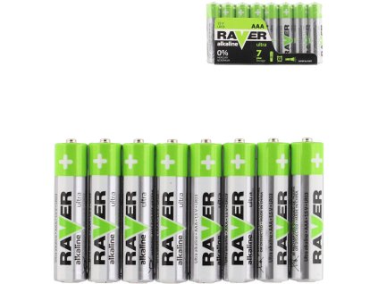 Baterie RAVER LR03/AAA Alkaline Ultra 1,5V set 8ks ve fólii