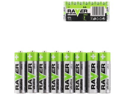 Baterie RAVER LR6/AA Alkaline Ultra 1,5V set 8ks ve fólii