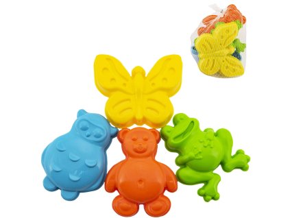 Bábovky na písek baby formičky zvířátka set 4ks mix barev plast