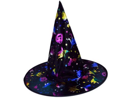 KARNEVAL Klobouk čarodějnický s lesklým potiskem 39 cm KARNEVALOVÝ DOPLNĚK