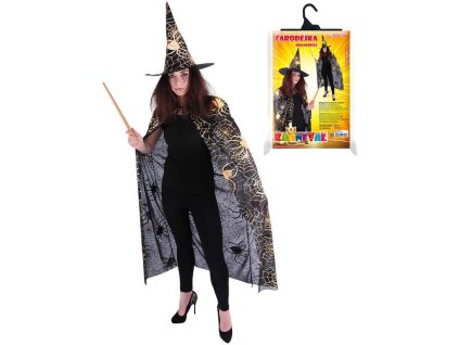 KARNEVAL Set plášť čarodějnický + klobouk pavučina dospělý KOSTÝM