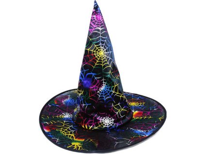 KARNEVAL Klobouk čaroděj pavučina duhová dospělý KARNEVALOVÝ DOPLNĚK