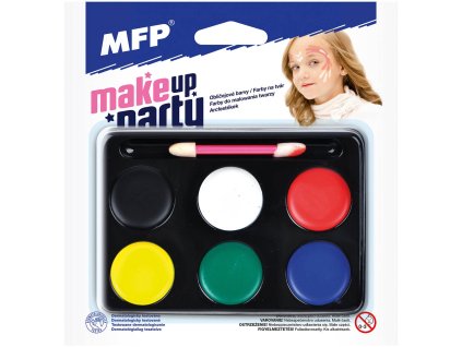 KARNEVAL Barvy dětské na obličej 6 barev + štěteček *KARNEVALOVÝ DOPLNĚK*