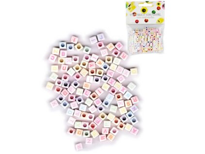 Korálky navlékací abeceda set 300ks plastové kostičky 6mm v sáčku