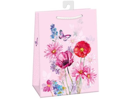 Taška dárková louka růžová 23x32cm papírová