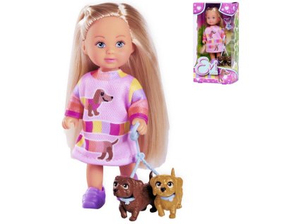 SIMBA Panenka Evička herní set se 2 pejsky na vodítku