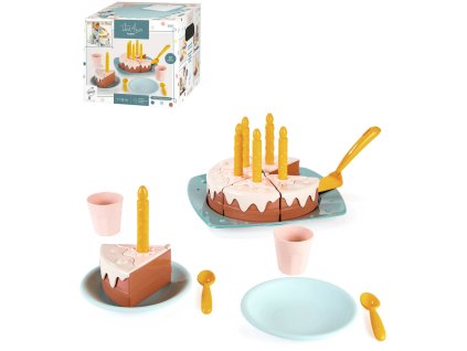 ECOIFFIER Narozeninový dort baby set dětské nádobí + makety potravin plast