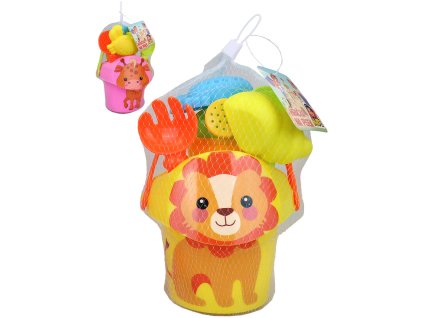 Pískový set kyblík zvířátko s konvičkou a nástroji 7ks 3 druhy na písek