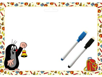 AKIM Tabulka oboustranná stíratelná Krtek (Krteček) A4 set se 2 popisovači karton