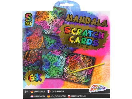 GRAFIX Obrázky vyškrabovací duhové mandaly set 6ks se škrabacím perem