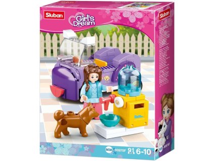 SLUBAN Girls Dream Auto s krmítkem pro pejsky 91 dílků + 1 figurka STAVEBNICE